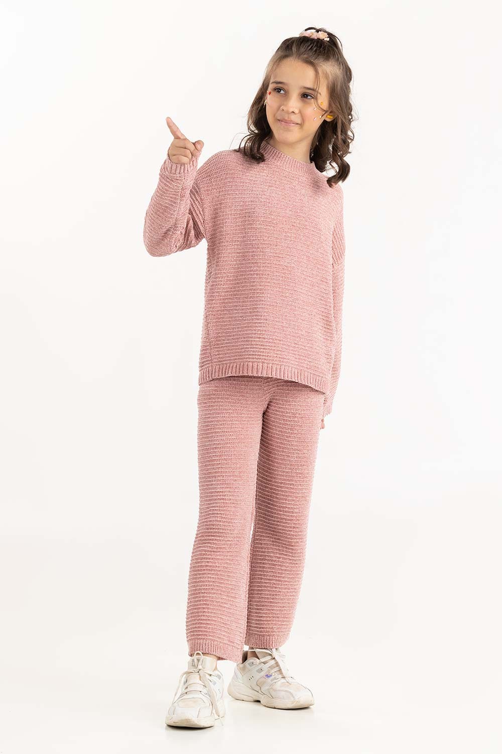 Junior Girl Light Pink Knit Trouser 224-416-308