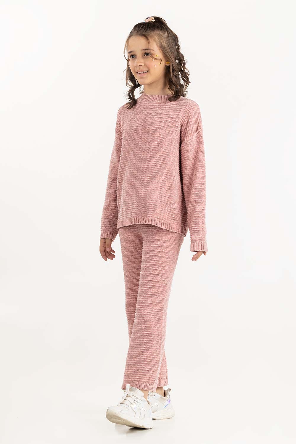 Junior Girl Light Pink Knit Trouser 224-416-308