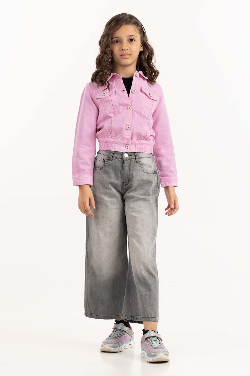 Girls Light Pink Non Denim Jacket 224-410-054
