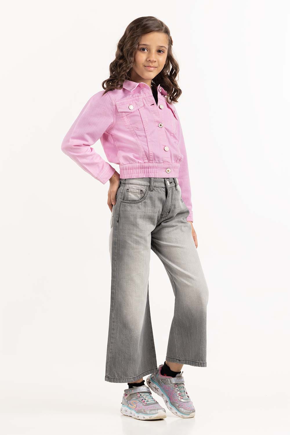 Girls Light Pink Non Denim Jacket 224-410-054