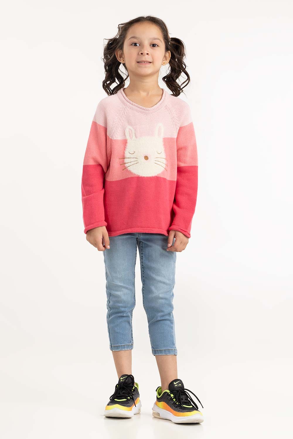 Toddler Girl Light Pink Wool Sweater With Round Neck 224-611-006