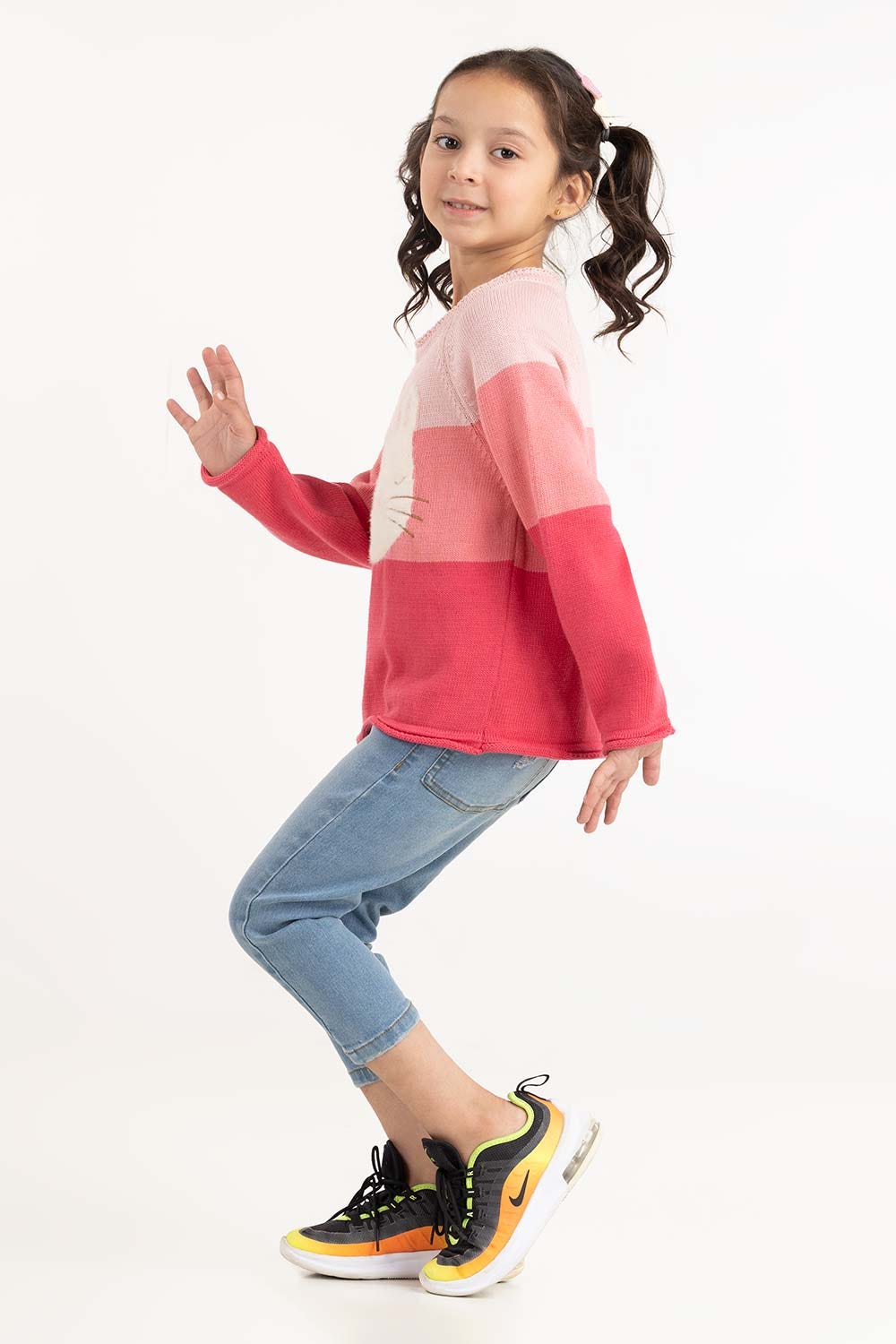 Toddler Girl Light Pink Wool Sweater With Round Neck 224-611-006