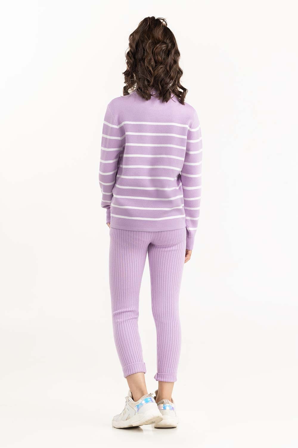 Junior Girl Light Purple Ribbed Knit Legging 224-416-302