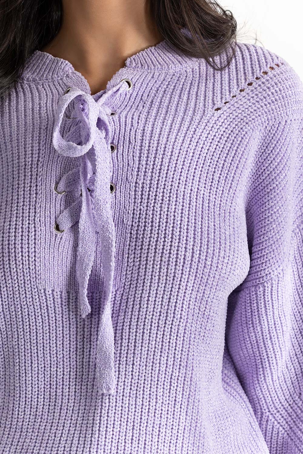 Lilac Knit Sweater 224-211-026