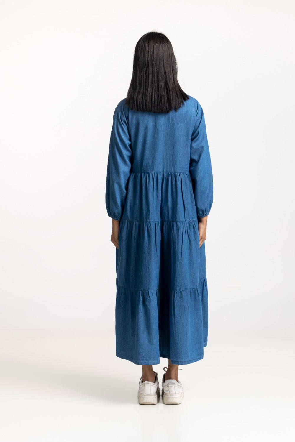 Light Weight Denim V-Collar Dress WM-DRS-SS24-114