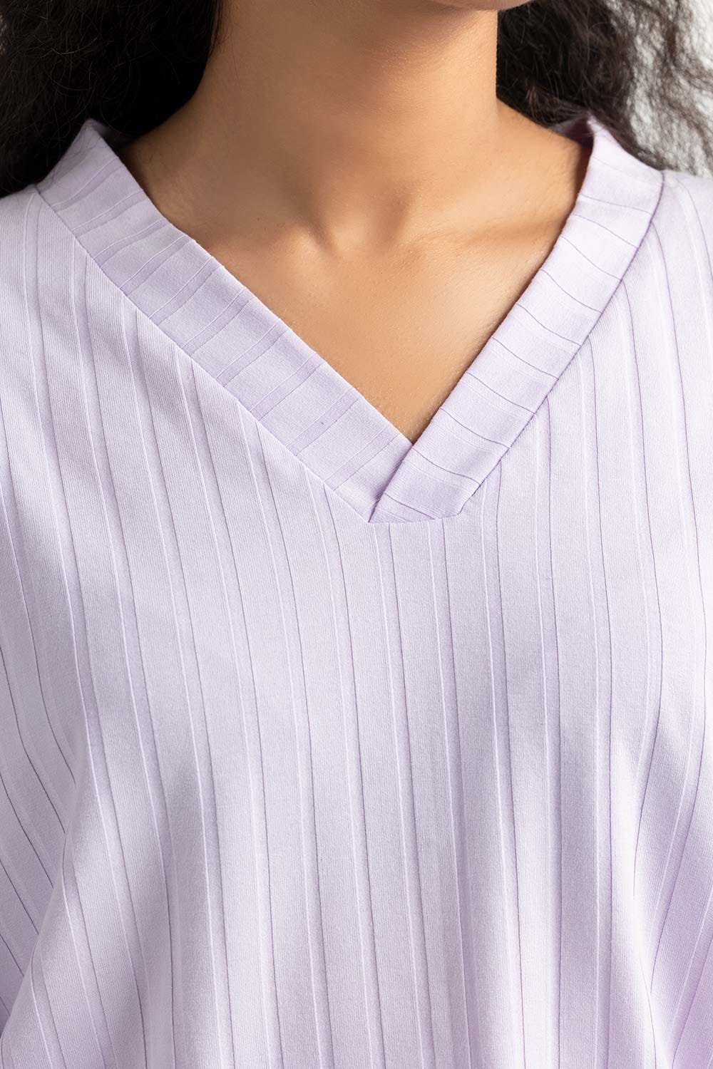 Lilac Loose Fit V-Neck Top  224-216-311 T