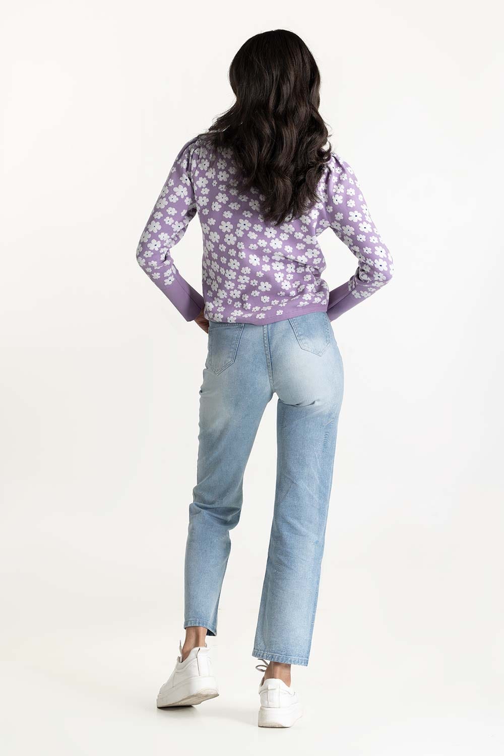 Lilac Floral Knit Sweater 224-211-001