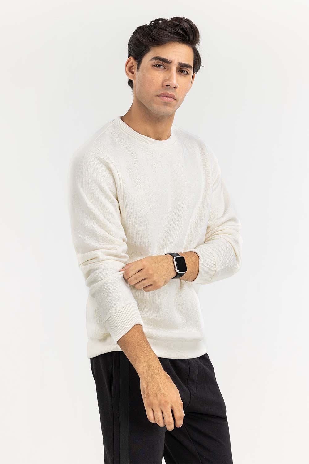 Lime Basic Knitted Sweat Shirt SWS-B22-086