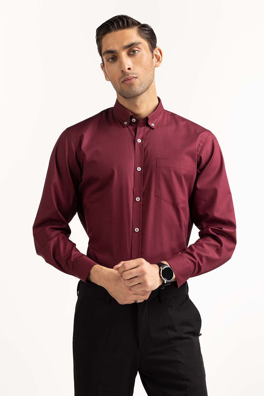 Maroon Basic Dyed Semi Formal Shirt MN-FS-PD23-001