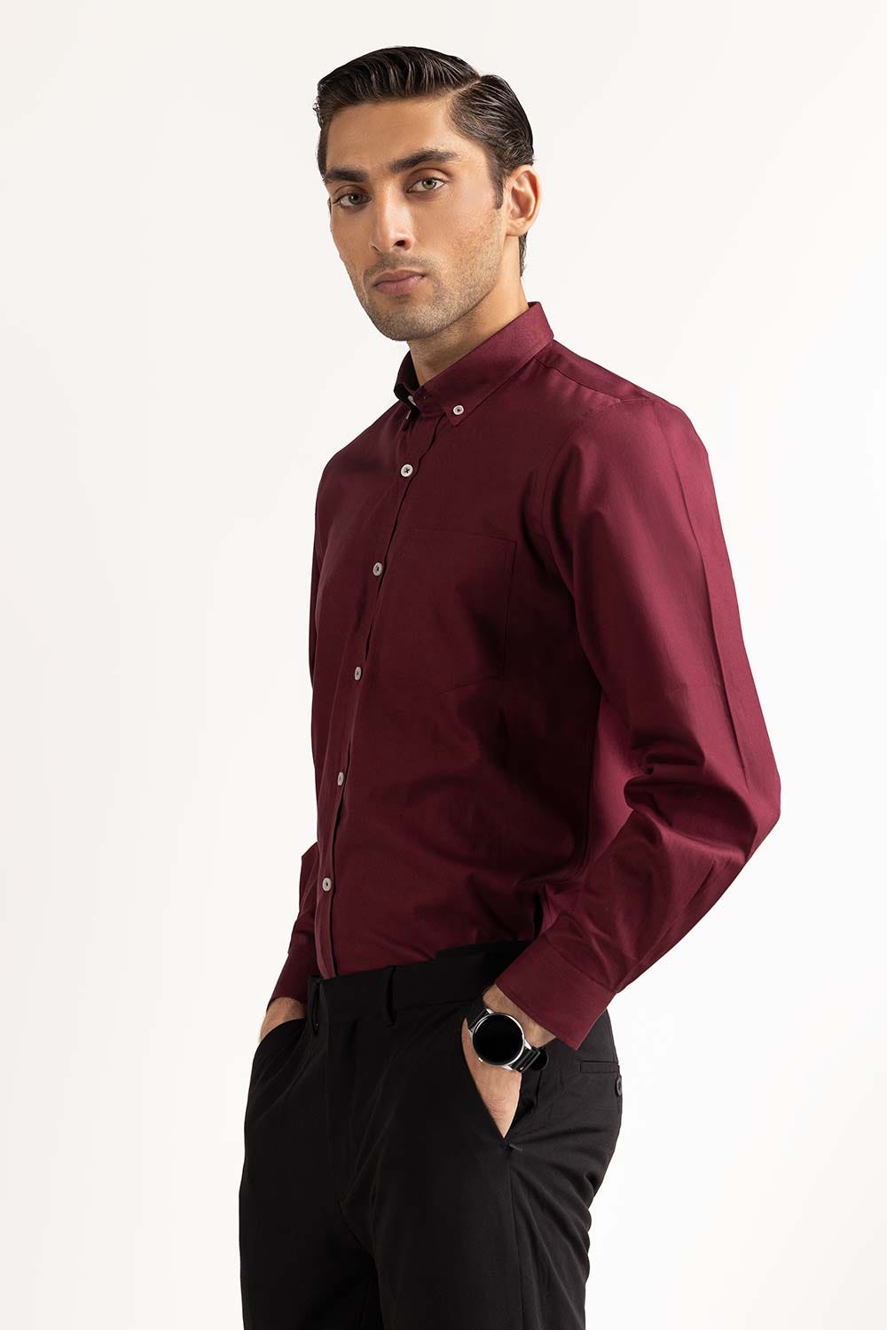 Maroon Basic Dyed Semi Formal Shirt MN-FS-PD23-001