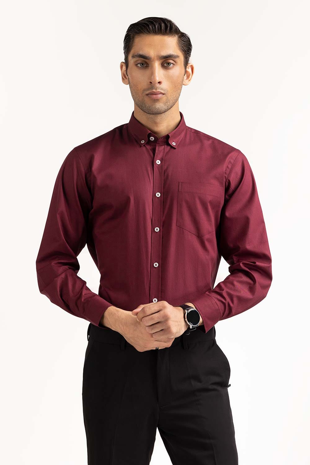 Maroon Basic Dyed Semi Formal Shirt MN-FS-PD23-001