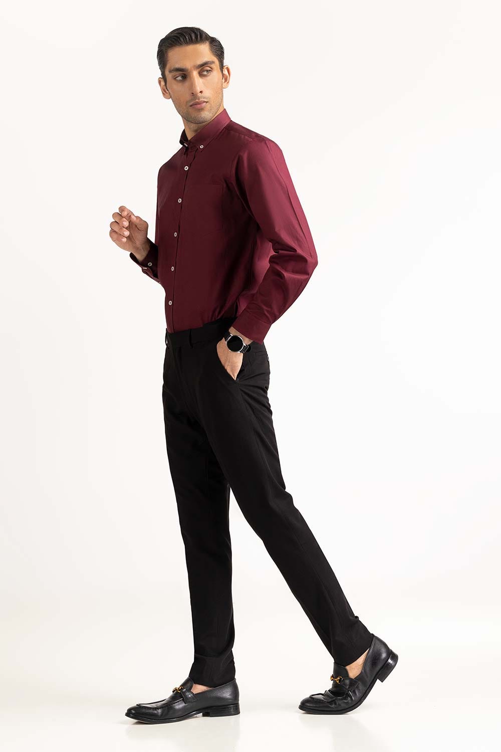 Maroon Basic Dyed Semi Formal Shirt MN-FS-PD23-001