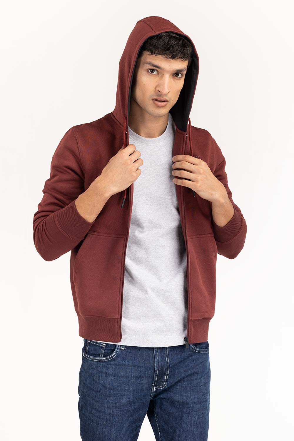 Maroon Basic  Zipup Hoodie JKT-KNTHZ22-007