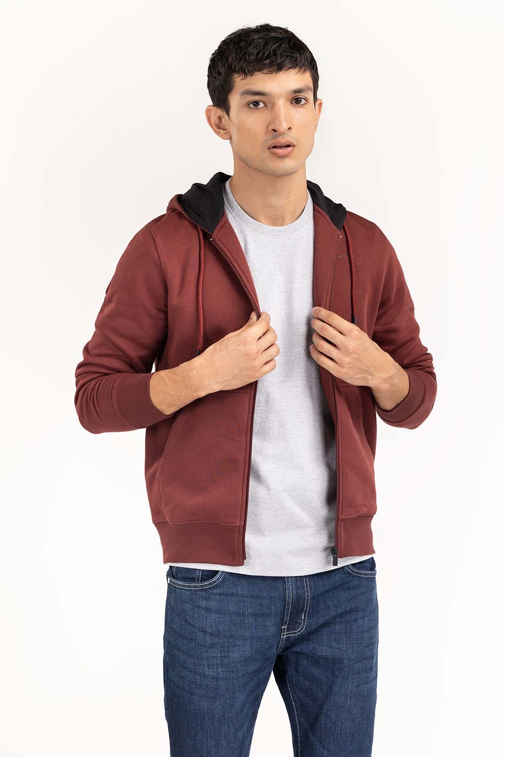 Maroon Basic  Zipup Hoodie JKT-KNTHZ22-007