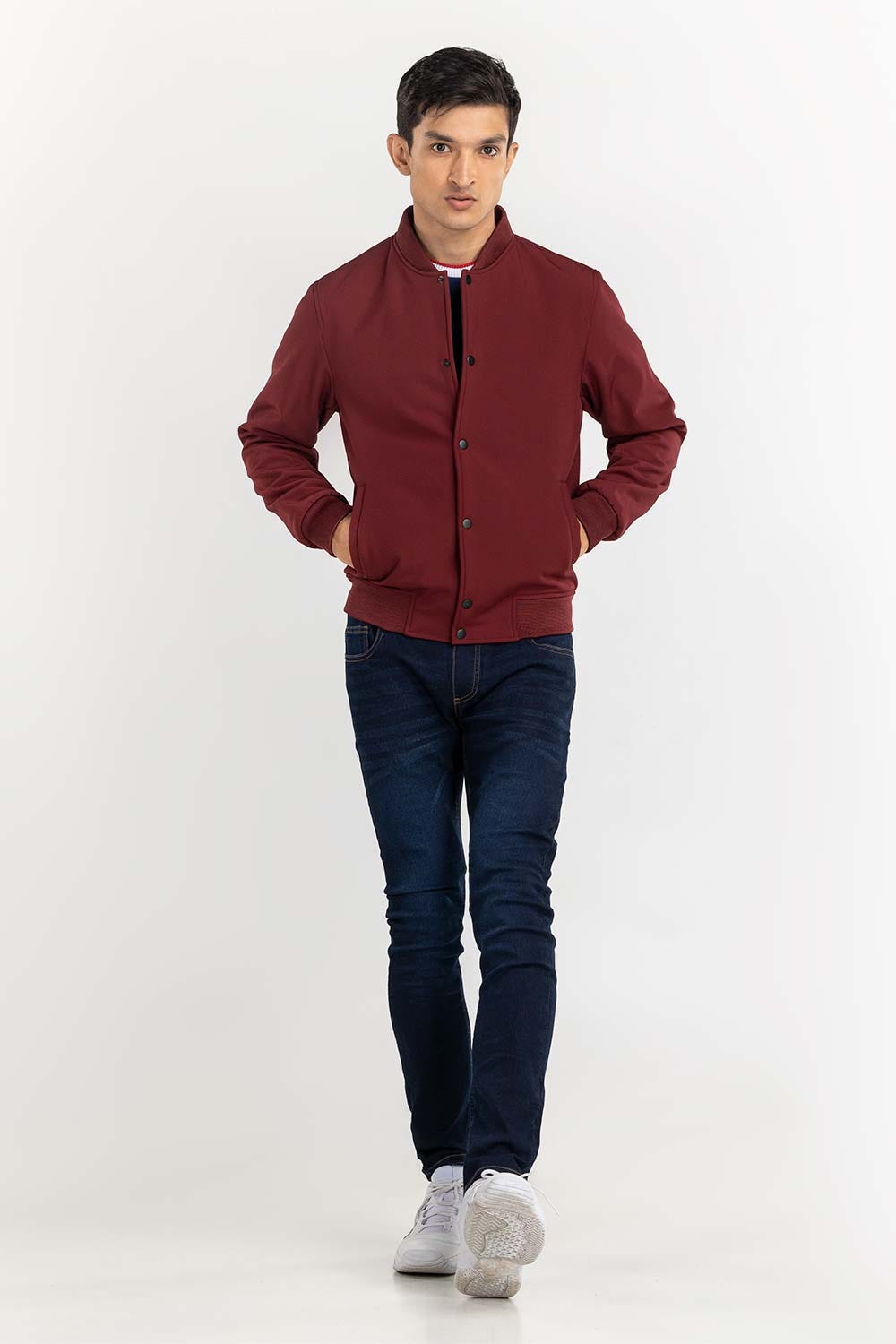 Maroon Bomber Jacket JKT-WOV22-010