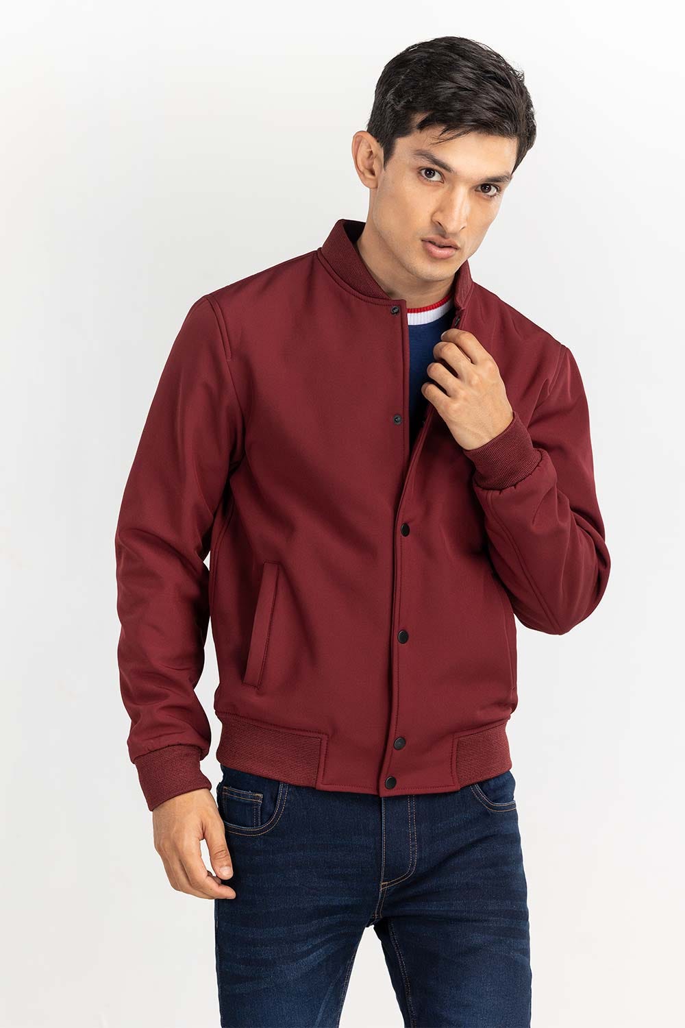 Maroon Bomber Jacket JKT-WOV22-010