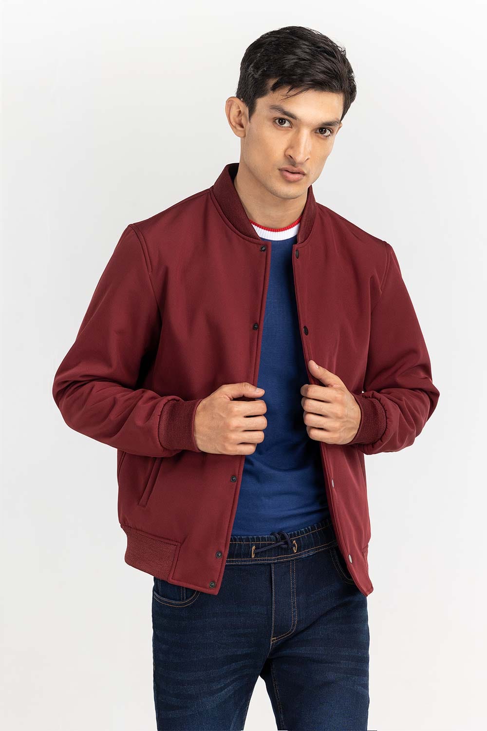 Maroon Bomber Jacket JKT-WOV22-010