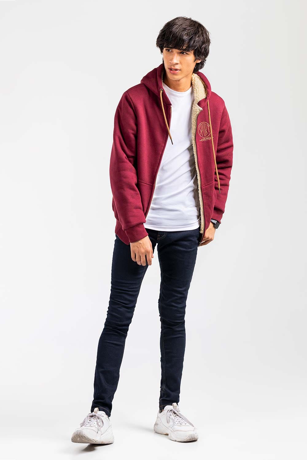 Maroon Fashion Zipper Hoodie JKT-HZJ-D44-01