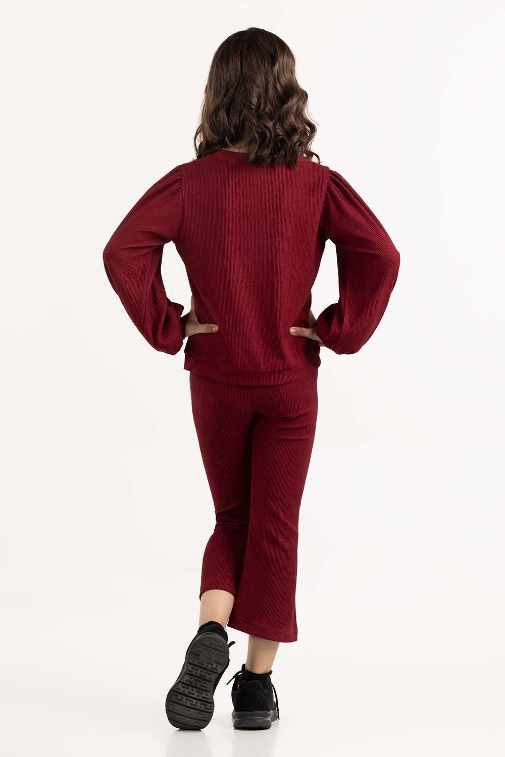 Girls Maroon Flared Trouser 224-413-044 B