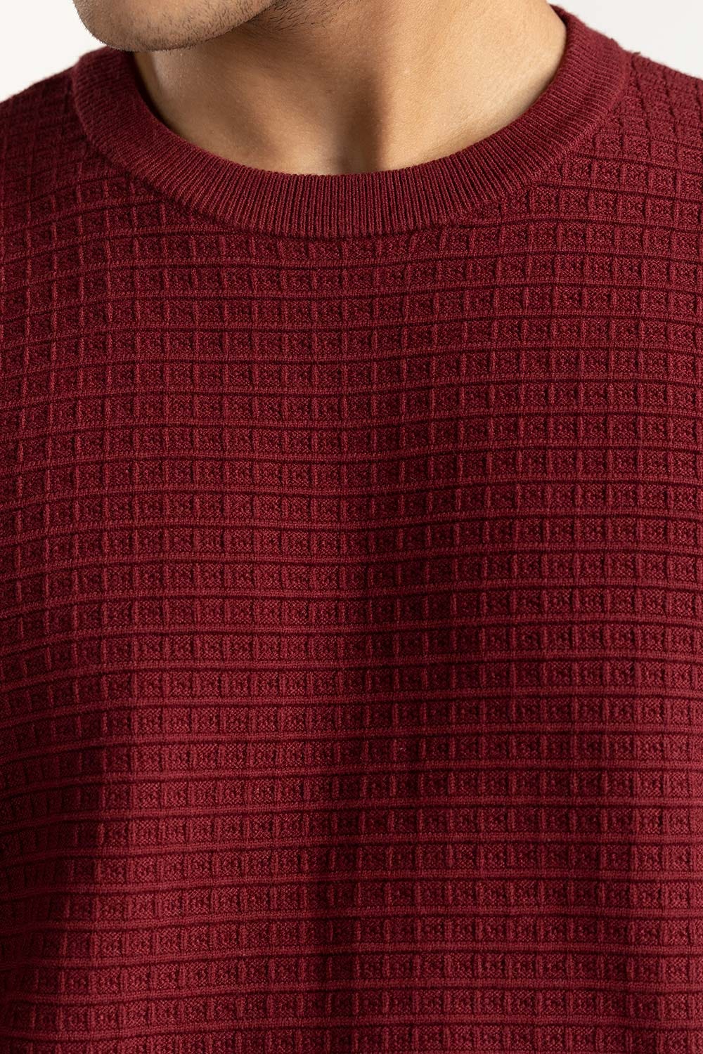 Maroon Geometric Sweater 224-111-021 A