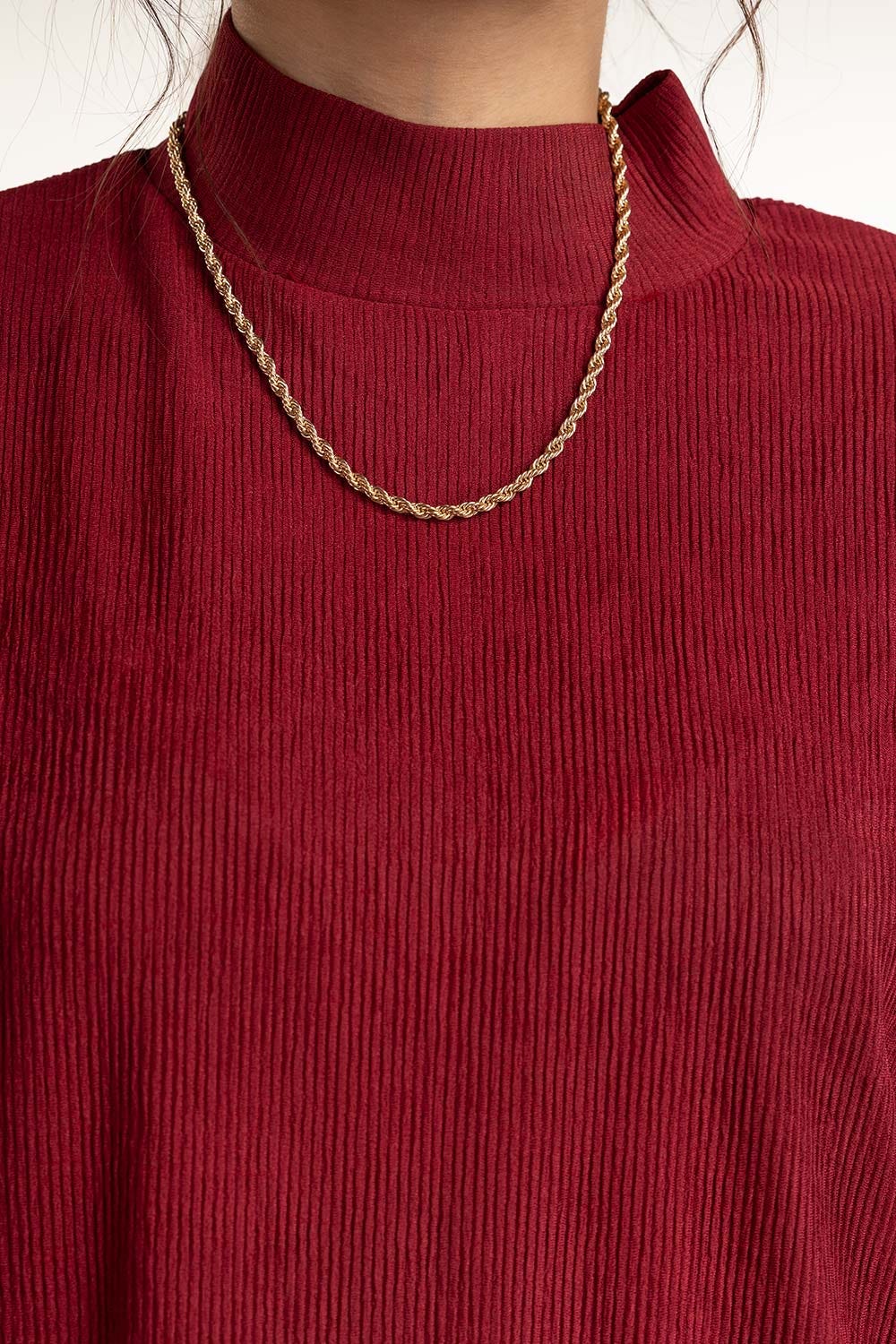 Maroon High Neck Top 224-216-309 T