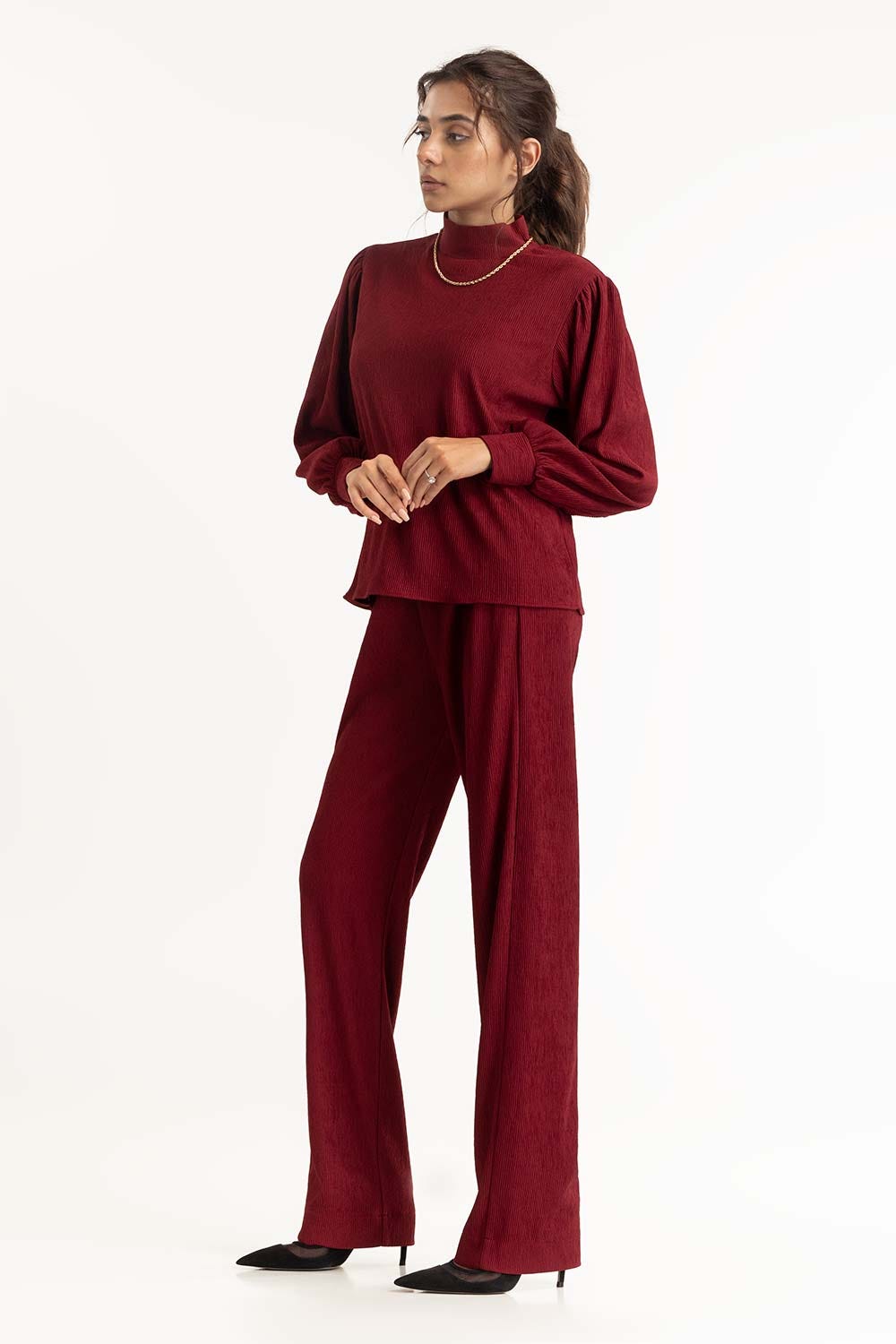 Maroon High Neck Top 224-216-309 T