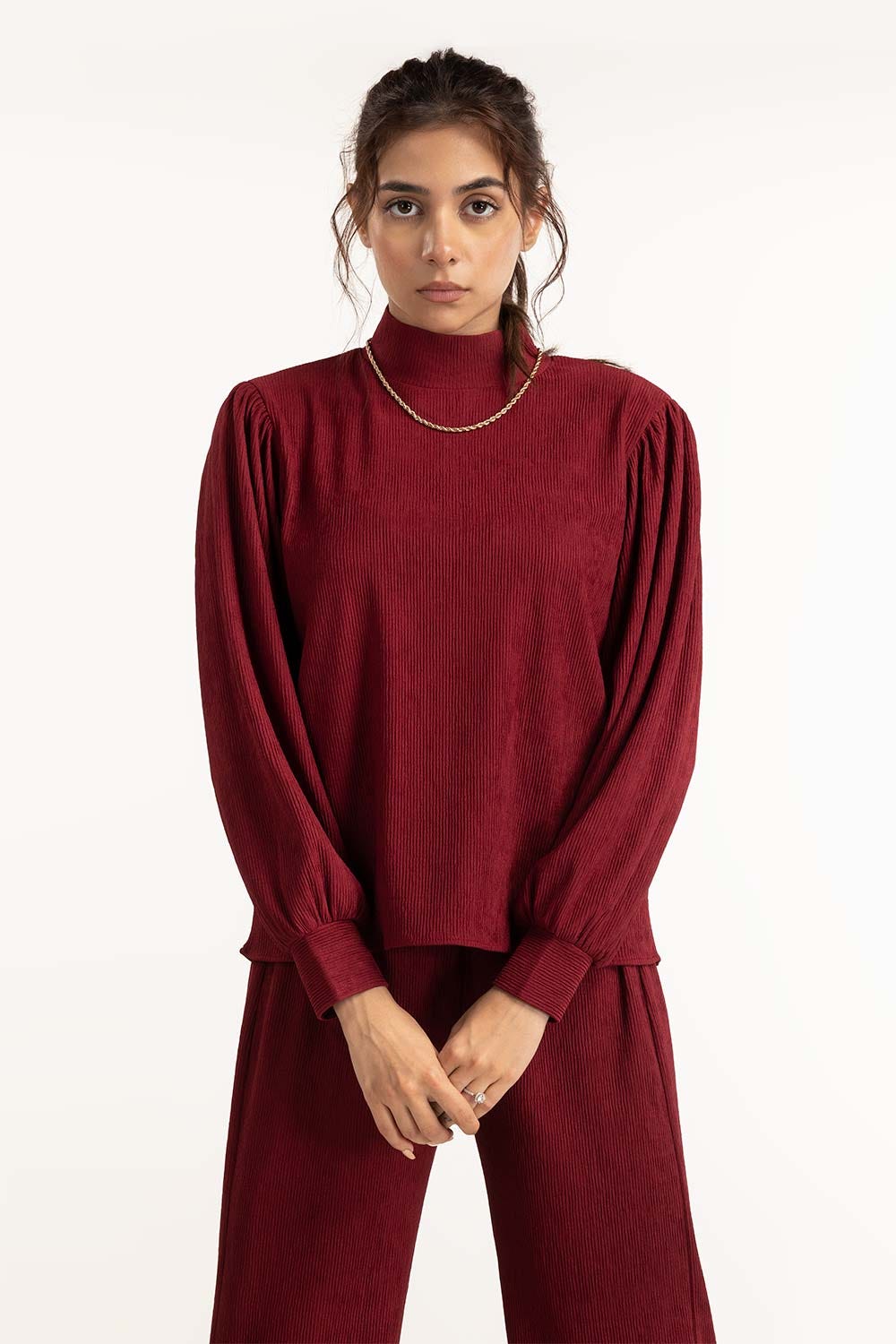 Maroon High Neck Top 224-216-309 T