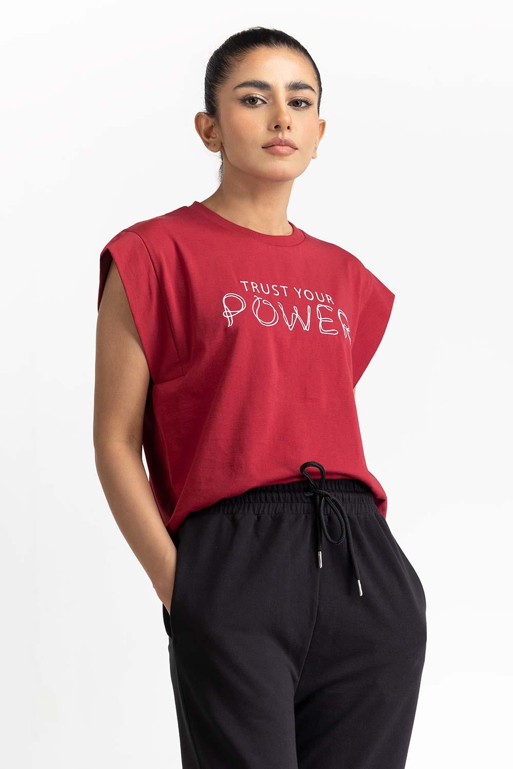 Maroon Knit T-Shirt 231-213-009