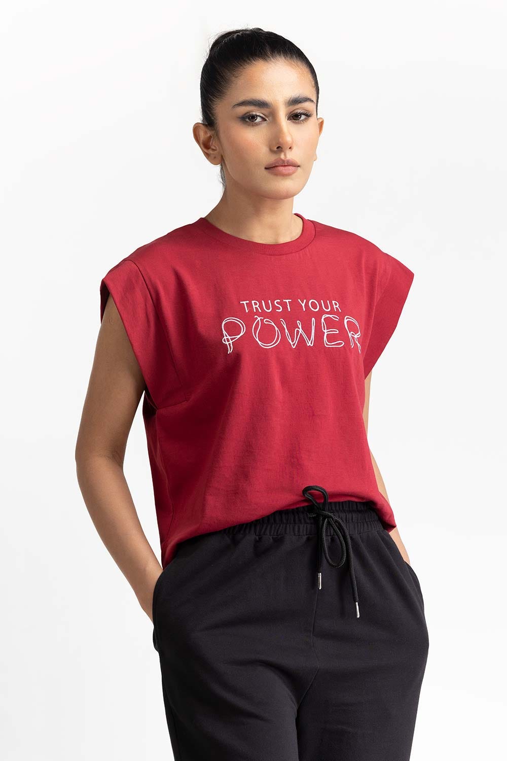 Maroon Knit T-Shirt 231-213-009