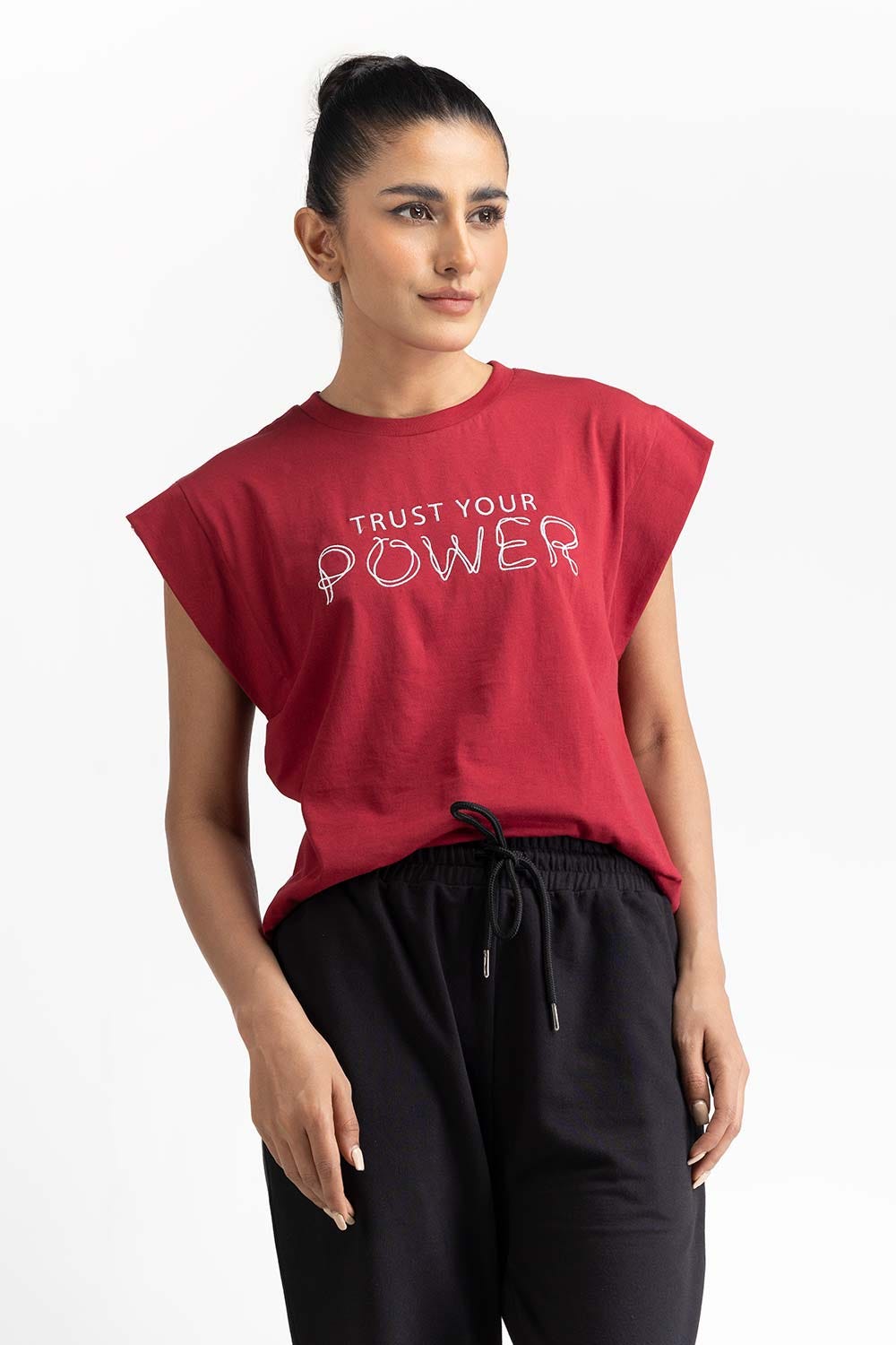 Maroon Knit T-Shirt 231-213-009