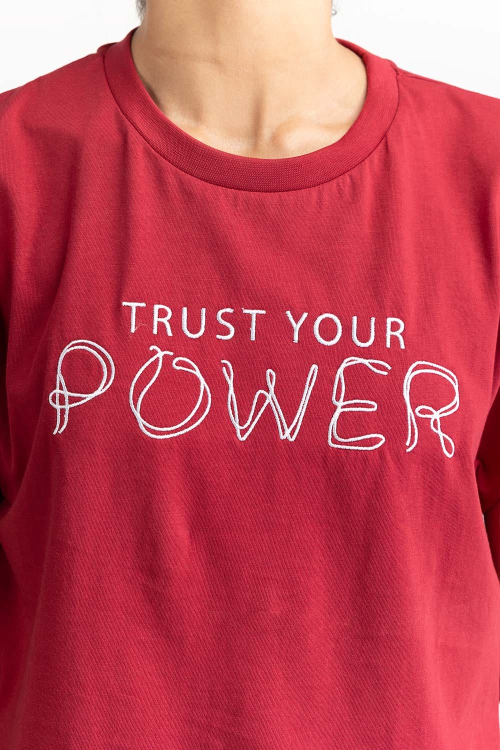 Maroon Knit T-Shirt 231-213-009