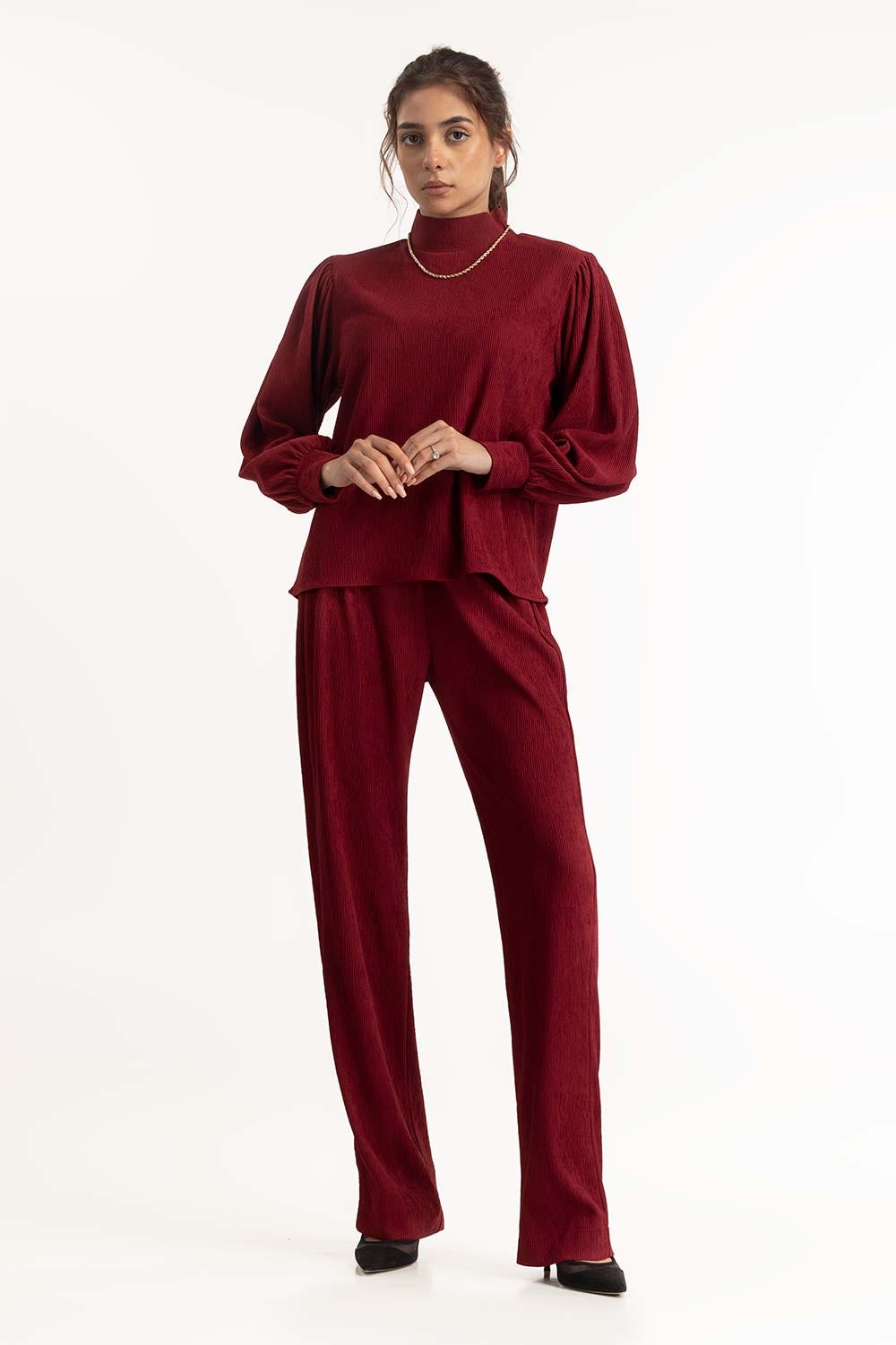Maroon Straight Trouser 224-216-309 B