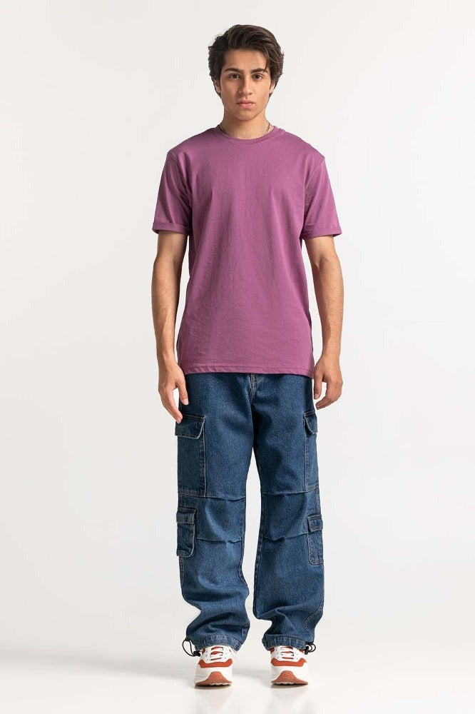 Mauve Roled Up Sleeve Tee TS-CNSJ24-088