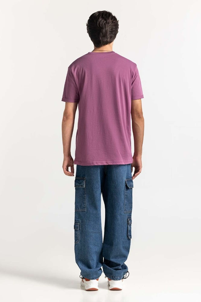 Mauve Roled Up Sleeve Tee TS-CNSJ24-088