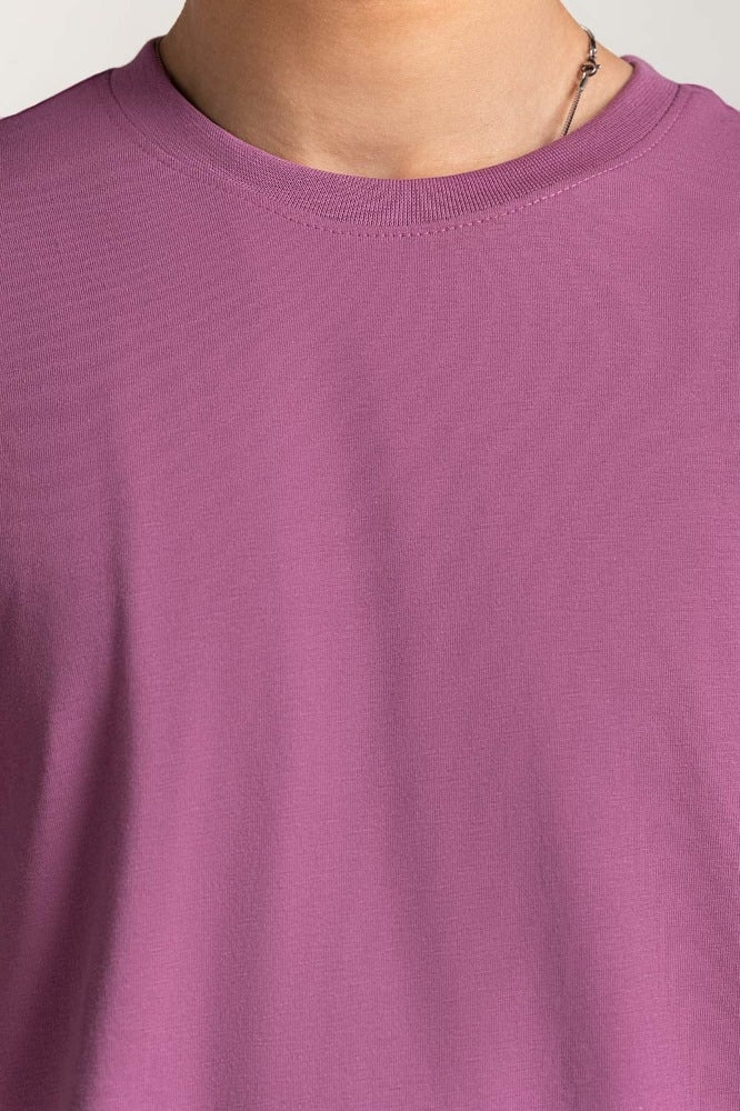 Mauve Roled Up Sleeve Tee TS-CNSJ24-088