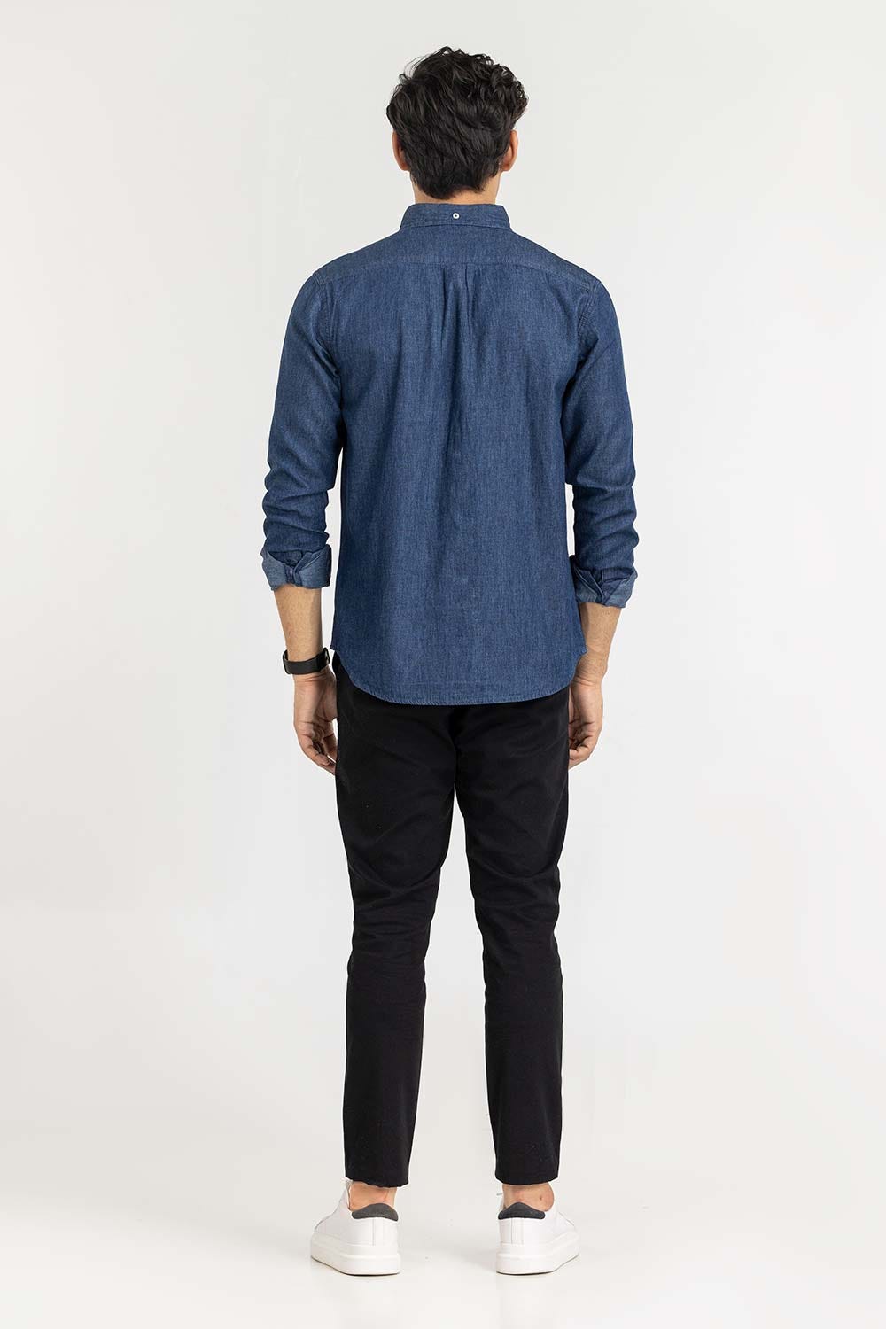 Med Blue Yarn Dyed Casual Shirt M-DNM-S-013 CS