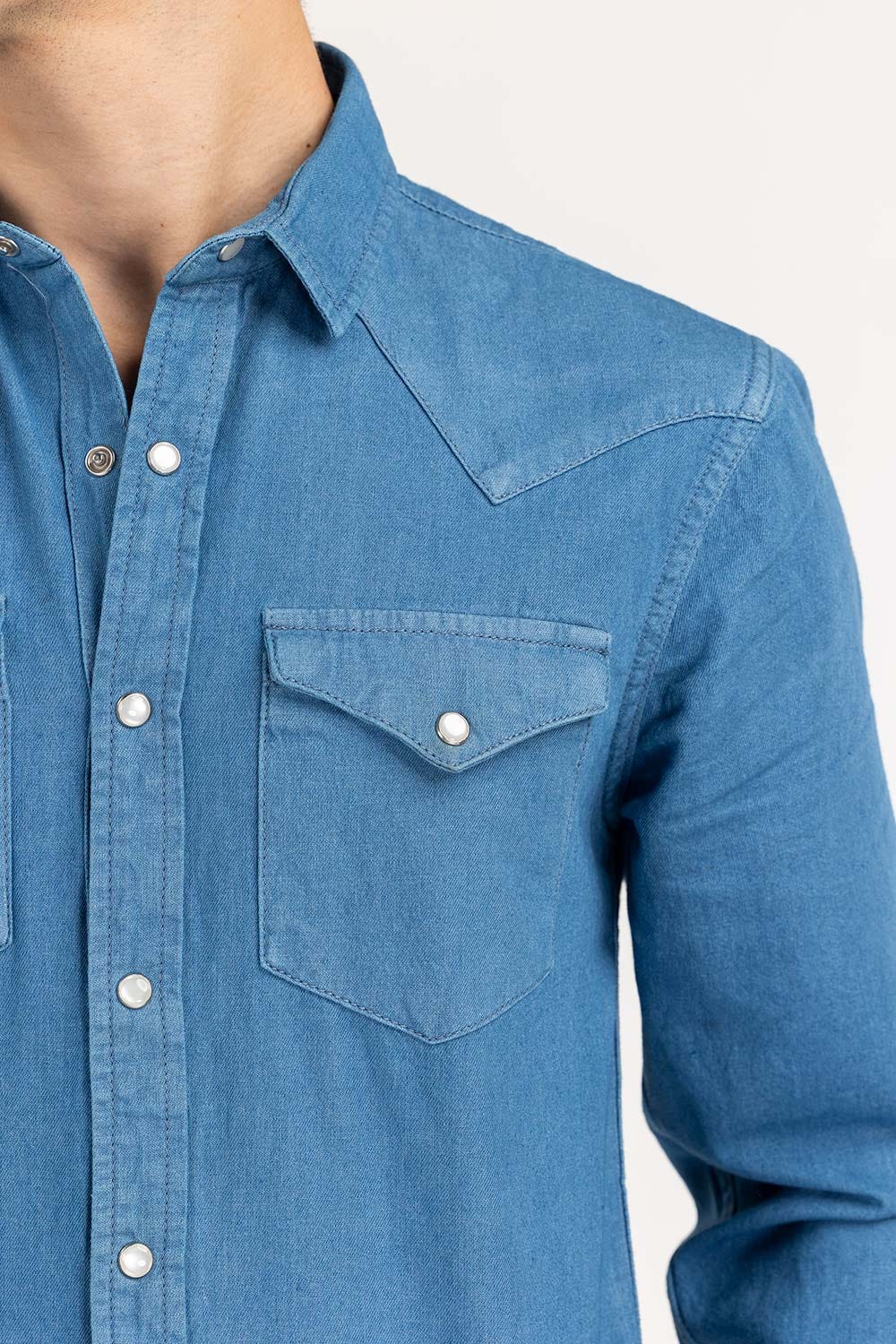 Med Blue Yarn Dyed Casual Shirt M-DNM-S-016 CS