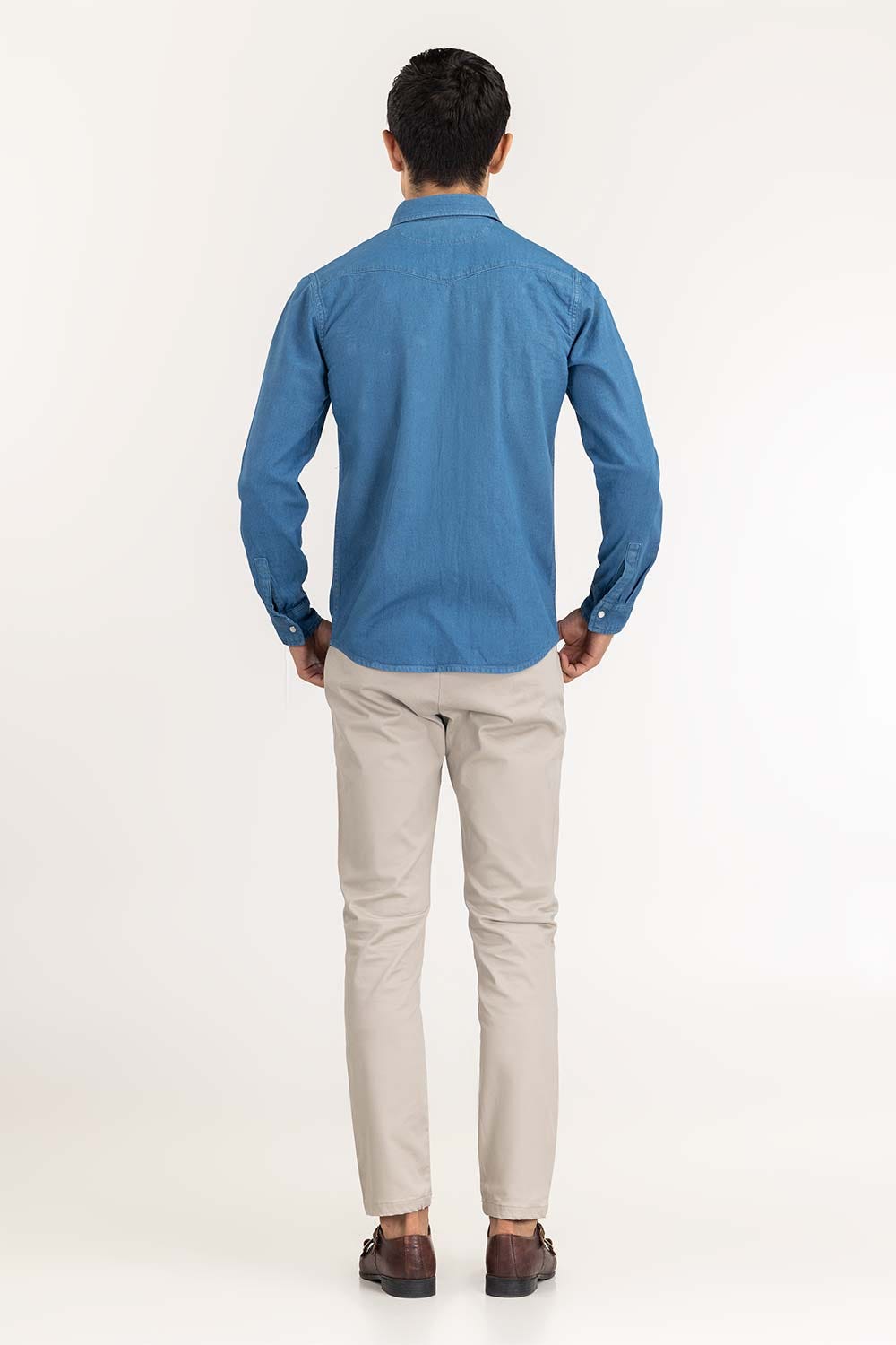 Med Blue Yarn Dyed Casual Shirt M-DNM-S-016 CS