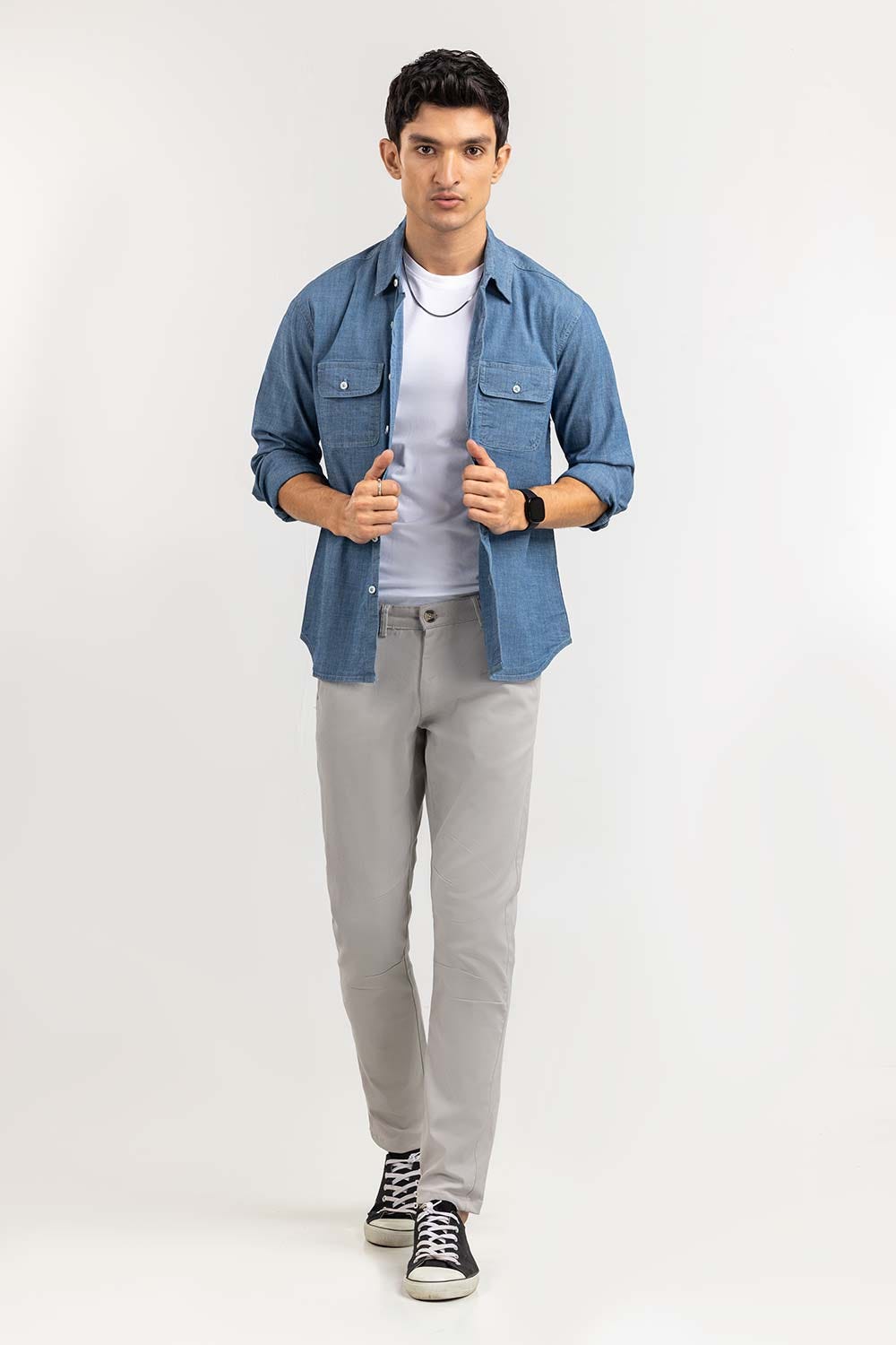 Medium Blue Yarn Dyed Casual Shirt M-DNM-S-009 CS