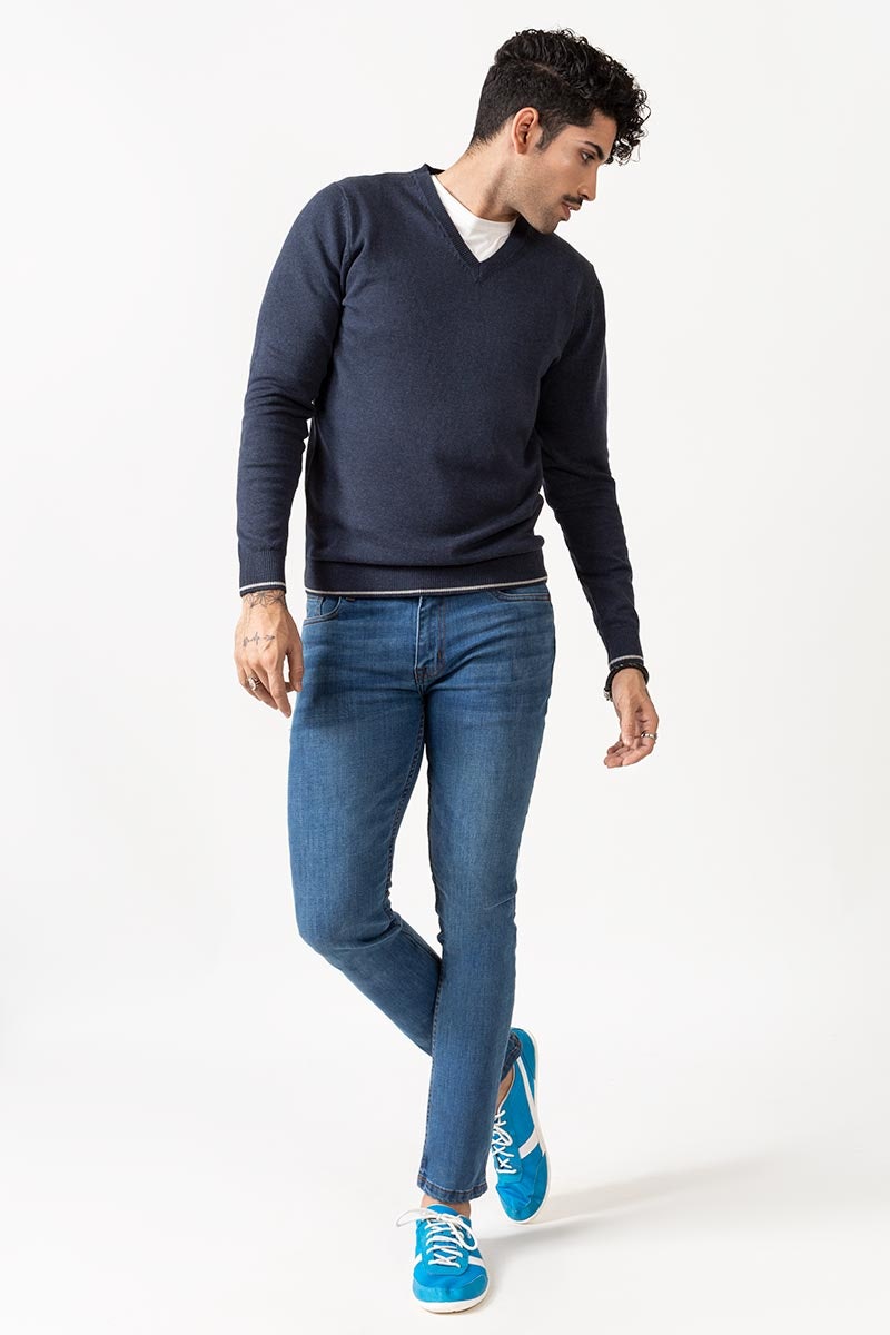 Mid Night V Neck Sweater - FS-SWT-D27-03