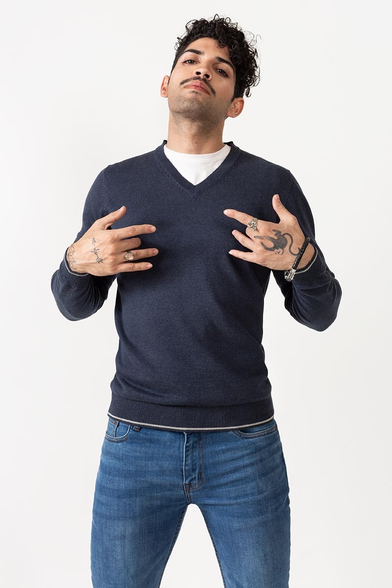 Mid Night V Neck Sweater - FS-SWT-D27-03