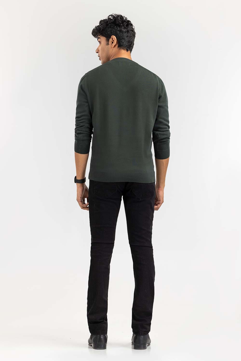 Military Grey Basic V Neck Sweater SWT-BFSVN-22-009