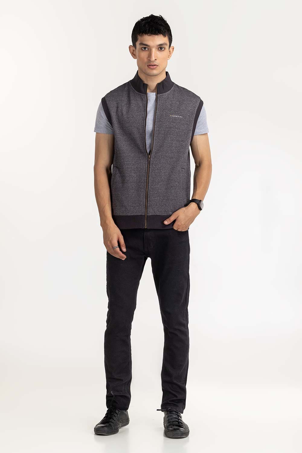 Mink Fashion Knitted Mock Neck Zipper Jacket JKT-KNTVST22-066