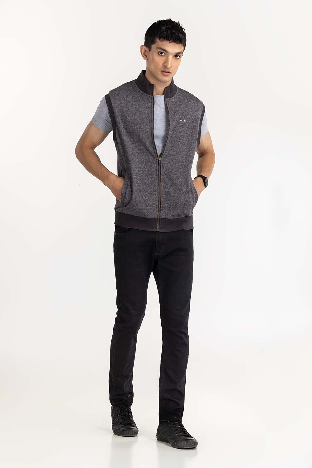 Mink Fashion Knitted Mock Neck Zipper Jacket JKT-KNTVST22-066