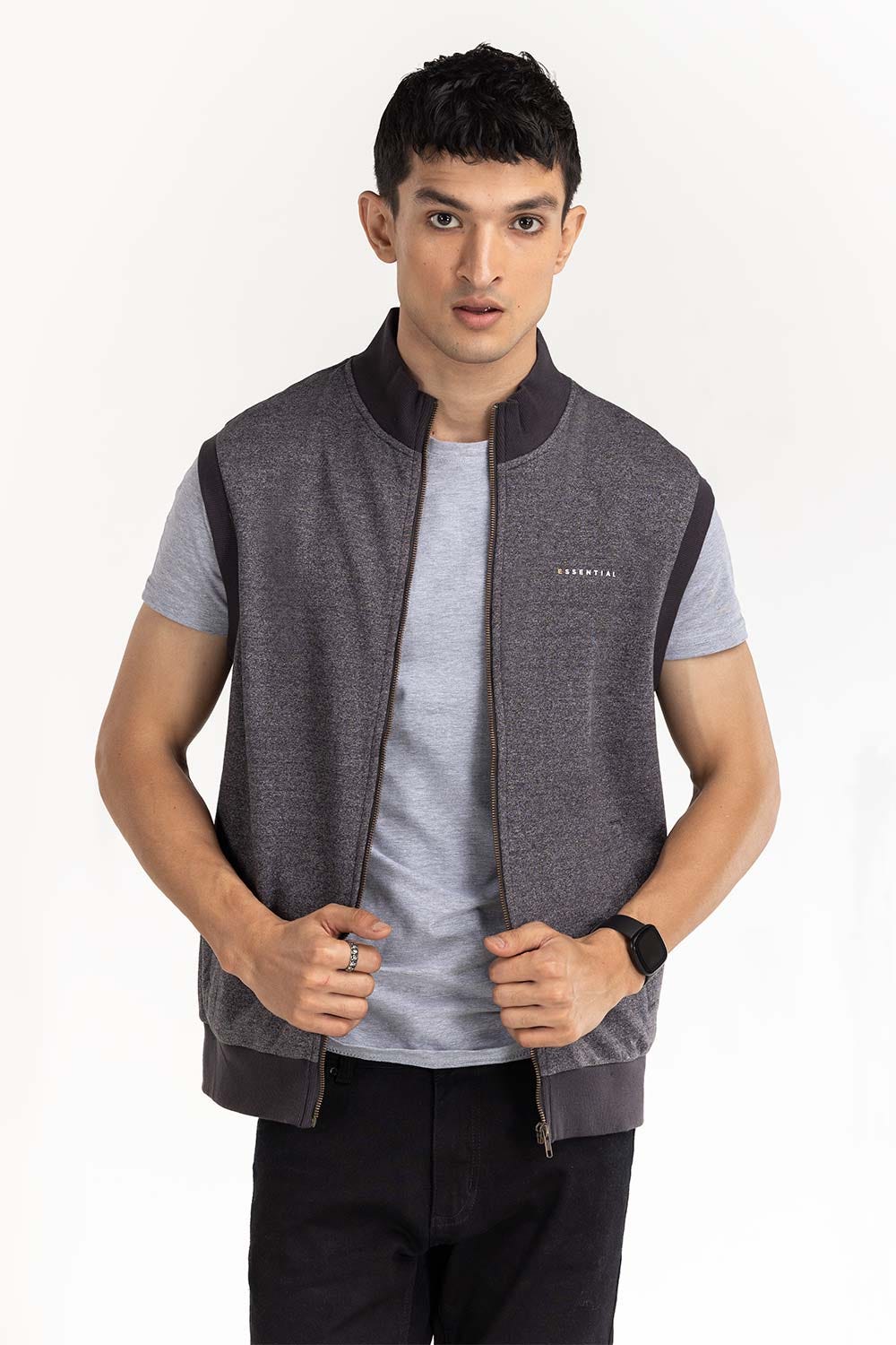 Mink Fashion Knitted Mock Neck Zipper Jacket JKT-KNTVST22-066