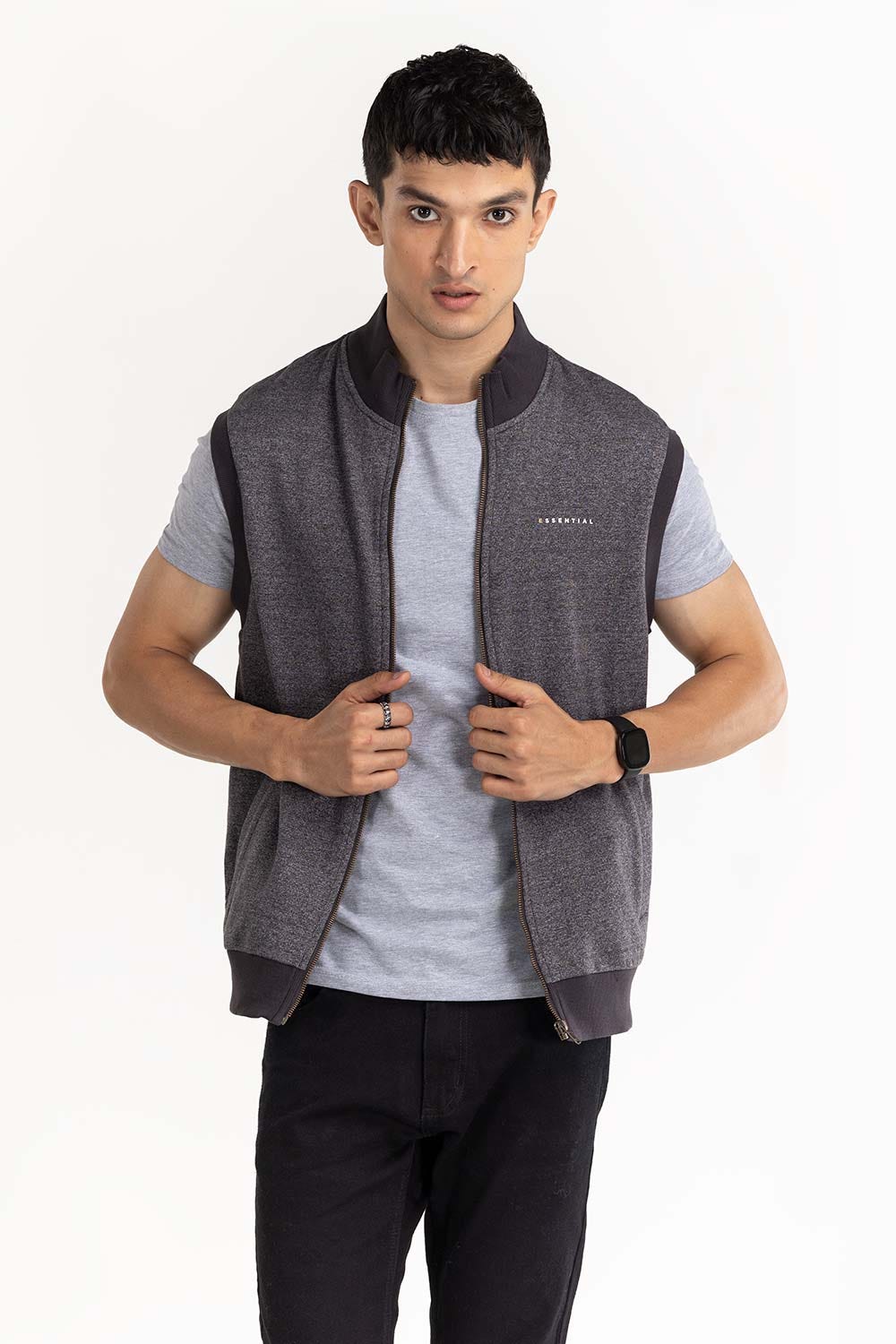 Mink Fashion Knitted Mock Neck Zipper Jacket JKT-KNTVST22-066