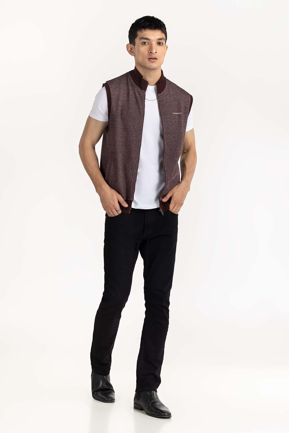 Mink Fashion Knitted Mock Neck Zipper Jacket JKT-KNTVST22-064