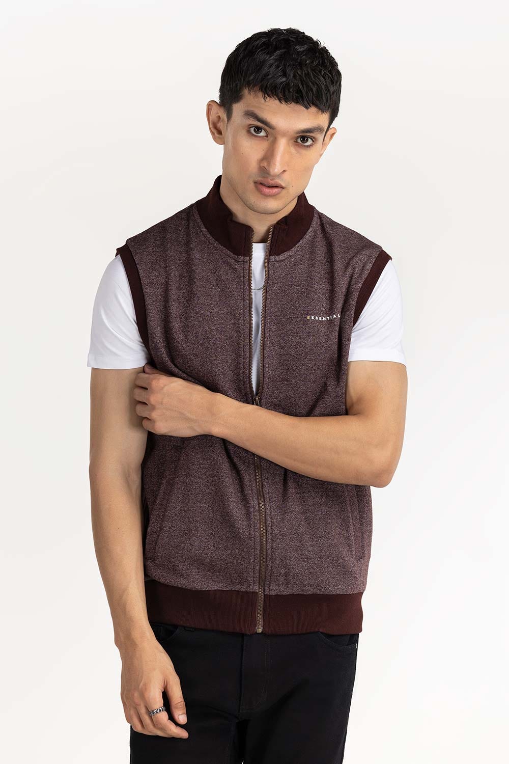 Mink Fashion Knitted Mock Neck Zipper Jacket JKT-KNTVST22-064