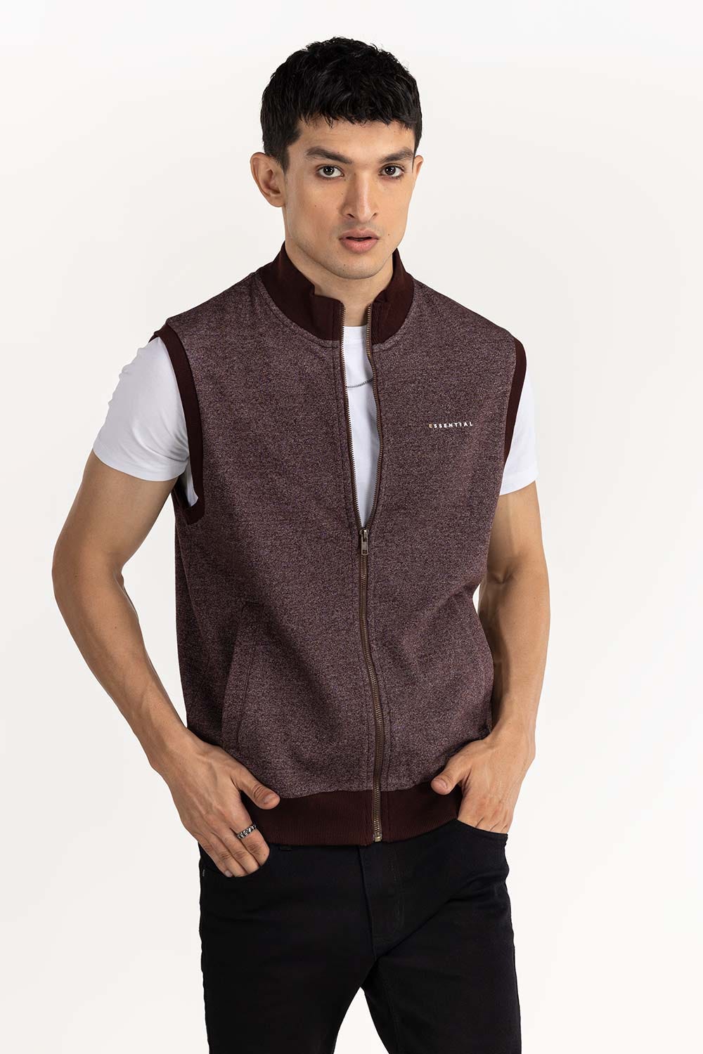 Mink Fashion Knitted Mock Neck Zipper Jacket JKT-KNTVST22-064