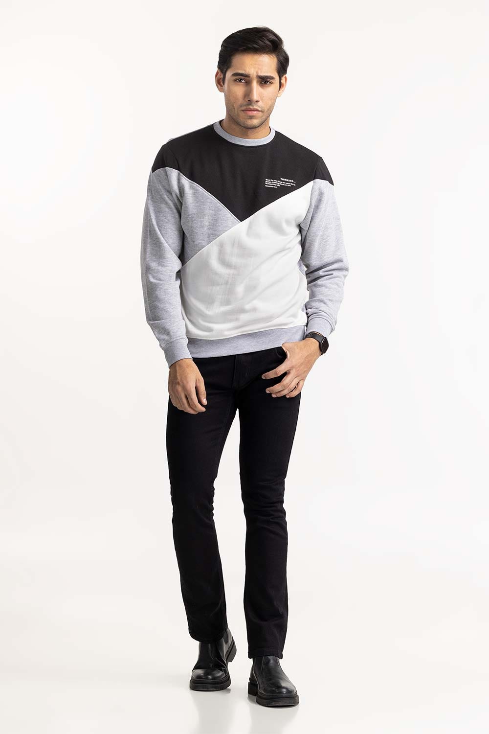 Monochrome Color Block SweatShirt SWS-F22-036
